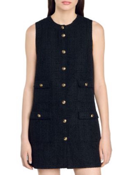 Sandro Pippa Black Tweed Dress